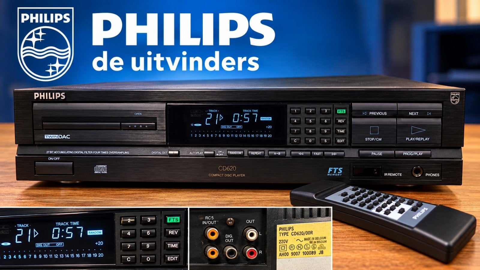 Philips CD620 Vintage CD-speler – TDA1541 DAC + afstandsb., Philips, Gebruikt, Info@philips.com, Ophalen of Verzenden