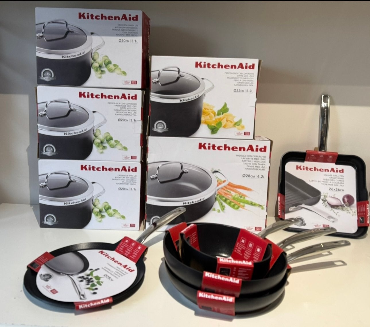 Pannenset Kitchenaid 10-delig, Ophalen of Verzenden, Nieuw, Overige materialen, Pannenset