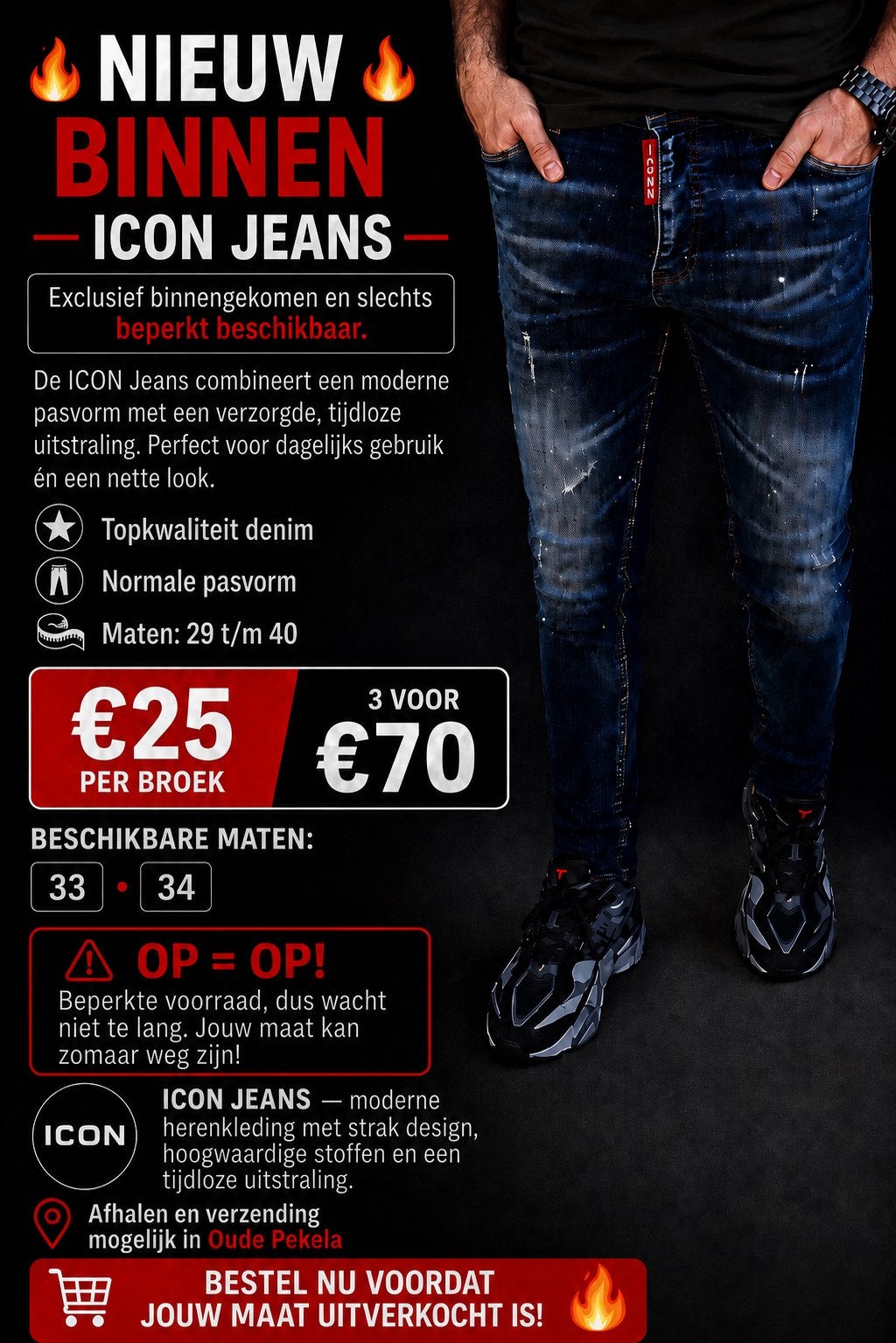 Icon jeans diverse maten, Kleding | Heren, Spijkerbroeken en Jeans, Ophalen of Verzenden, Nieuw, Blauw, W32 (confectie 46) of kleiner