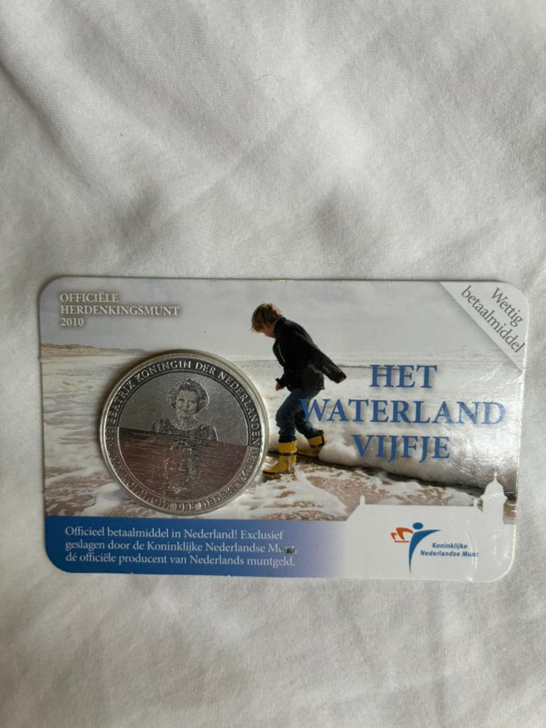 Het Waterland Vijfje 2010 - Zwaar Verzilverde Munt, Postzegels en Munten, Munten | Nederland, Zilver, Ophalen of Verzenden, Losse munt