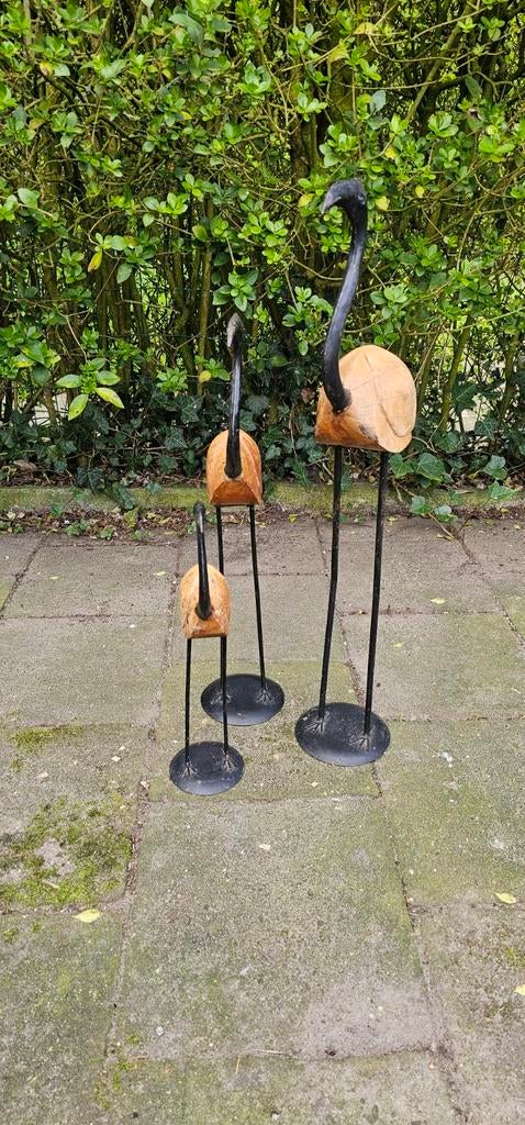 Set van 3 houten  vogels, Antiek en Kunst, Ophalen
