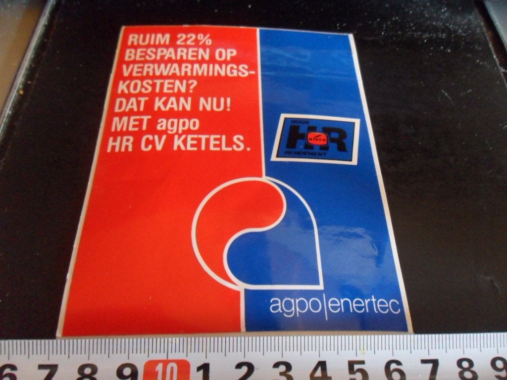 sticker agpo enertec HR cv ketels 22% besparen, Verzamelen, Stickers, Ophalen, Zo goed als nieuw