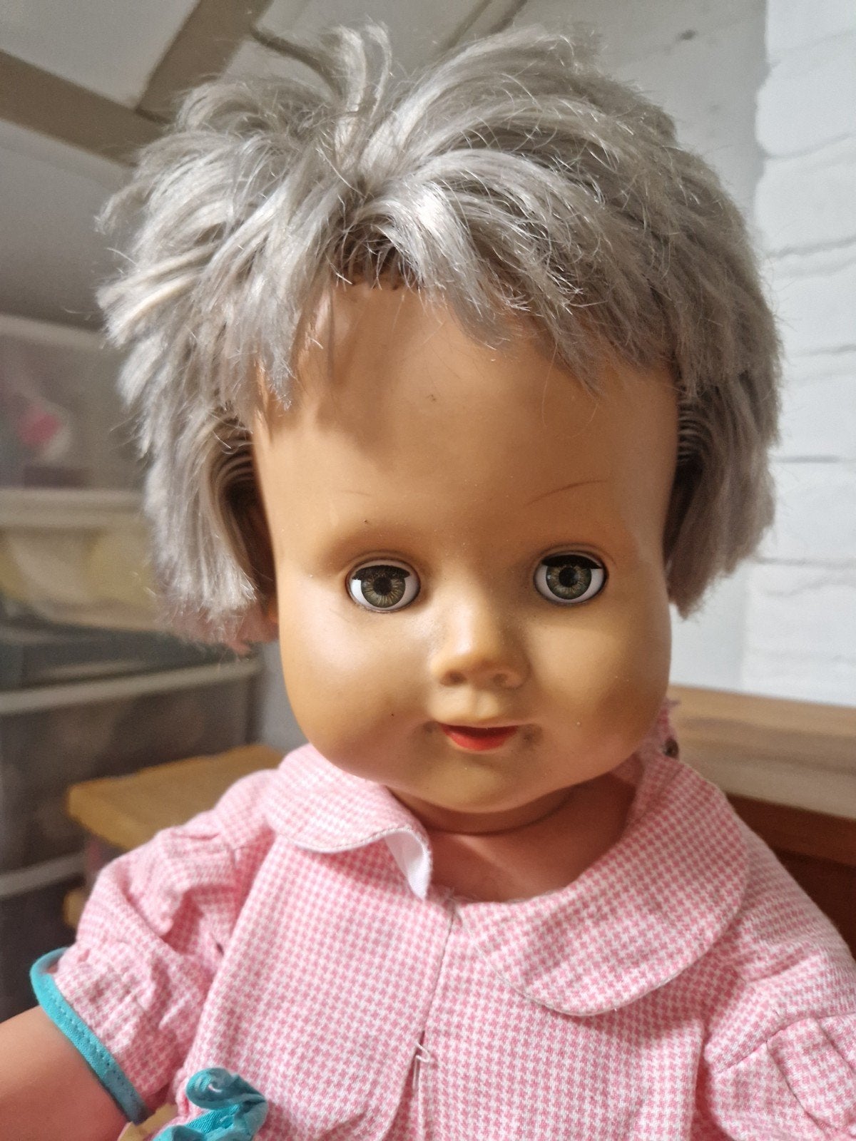 Vintage Wildebras Babypop met Roze Jurk, Ophalen, Gebruikt, Babypop