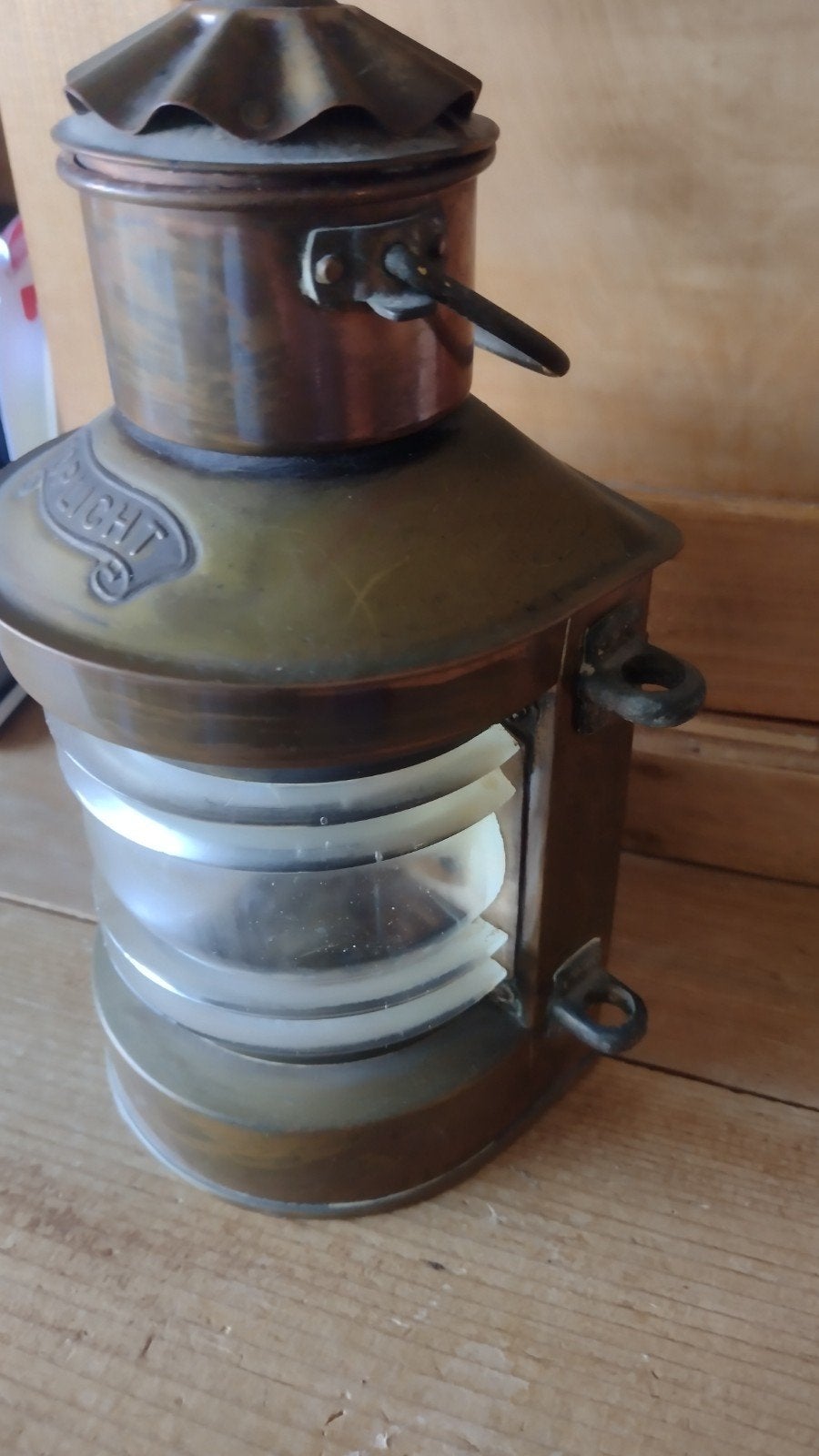 Origineel koperen toplicht scheepslamp met brander, Antiek en Kunst, Ophalen of Verzenden