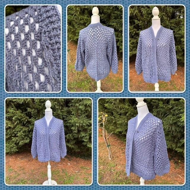 Moederdagtip! HandMade Gehaakte Hexagon Vest, Blauw, Maat 42/44 (L), Nieuw, Ophalen of Verzenden