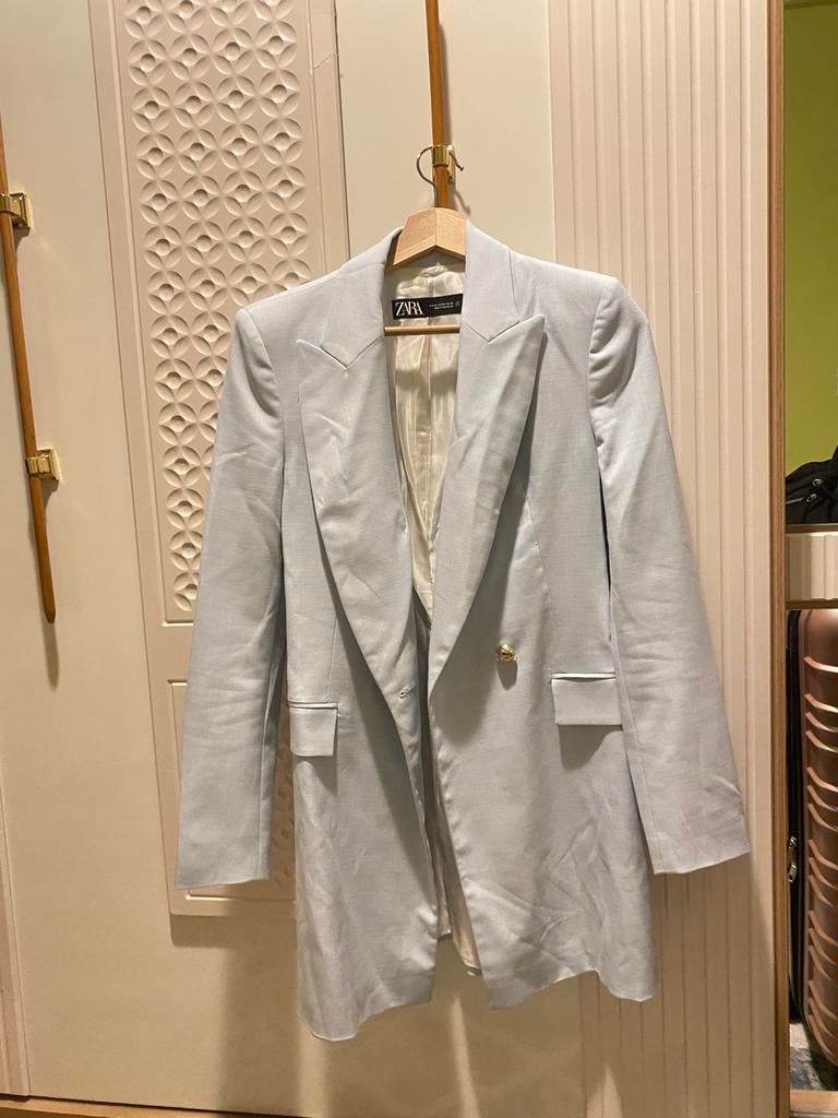 Nieuwe Zara blazer lichtblauw XS-S, Blauw, Nieuw, Ophalen of Verzenden, Jasje