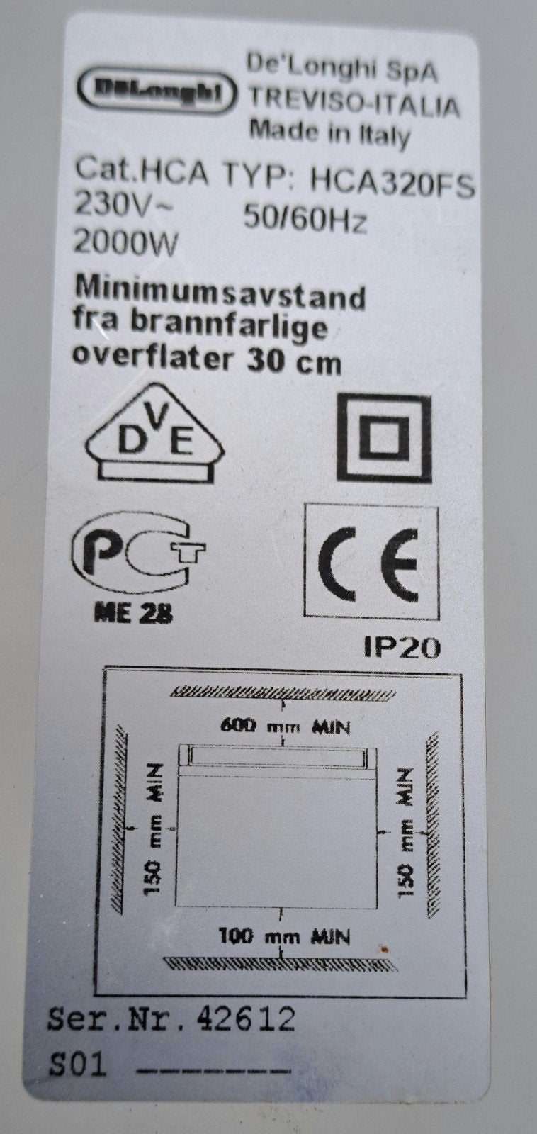DeLonghi Elektrisch Kacheltje 2000W - Compact en Krachtig, Ophalen