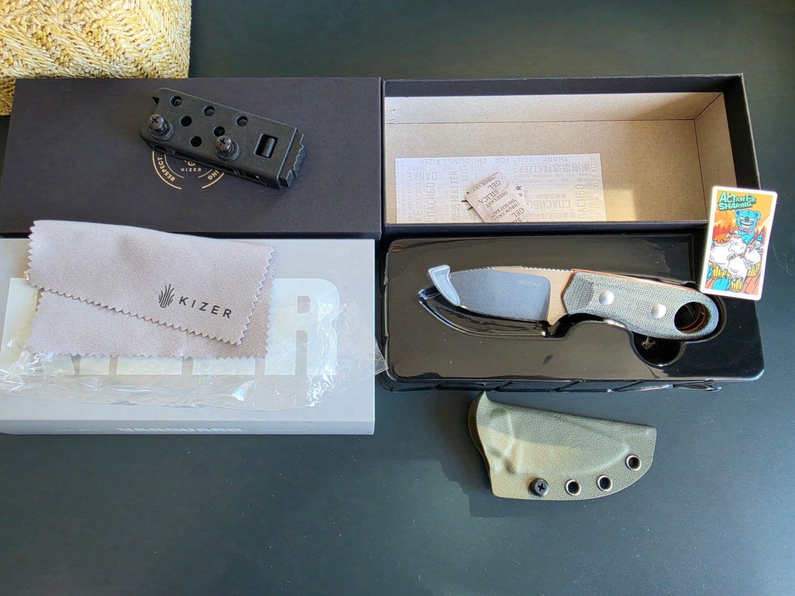 Kizer Beaver 1078A2 Stonwashed Nitro-V, Black Micarta, vasts, Ophalen of Verzenden, Zo goed als nieuw