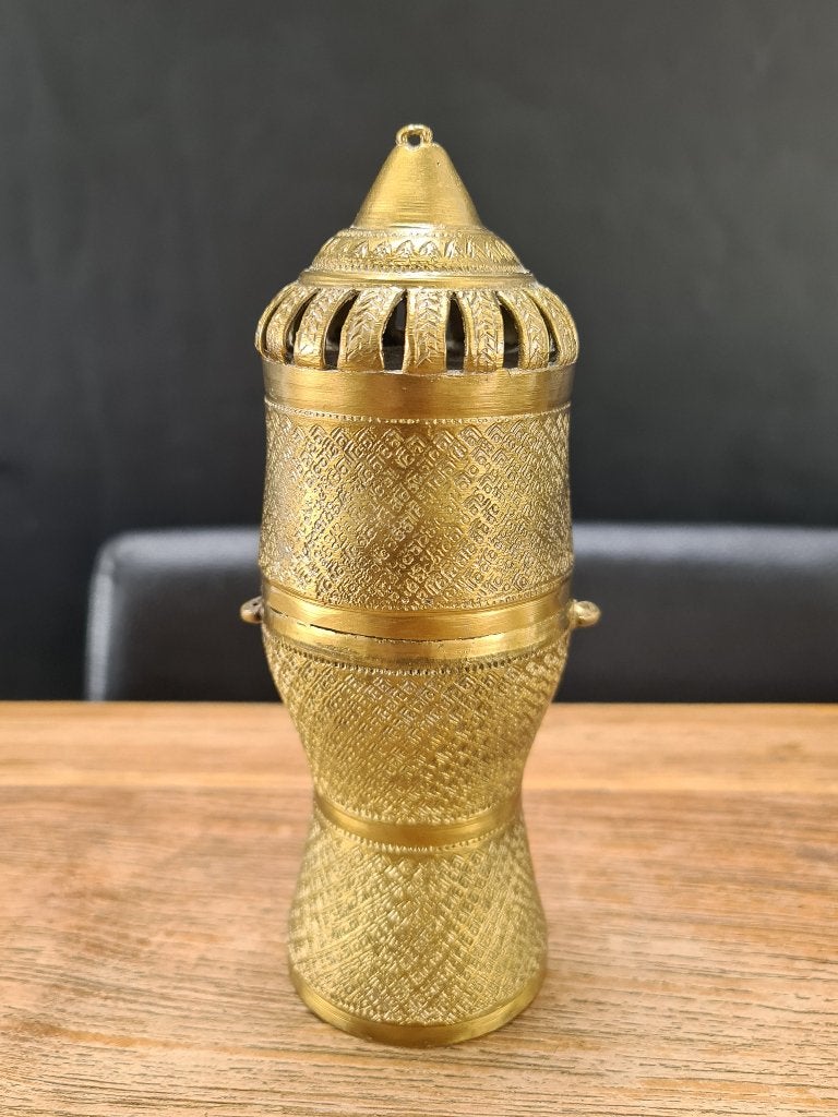 vintage Thaise messing betelnoot betel-blad lime container, Goud, Doos, Ophalen of Verzenden, Metaal
