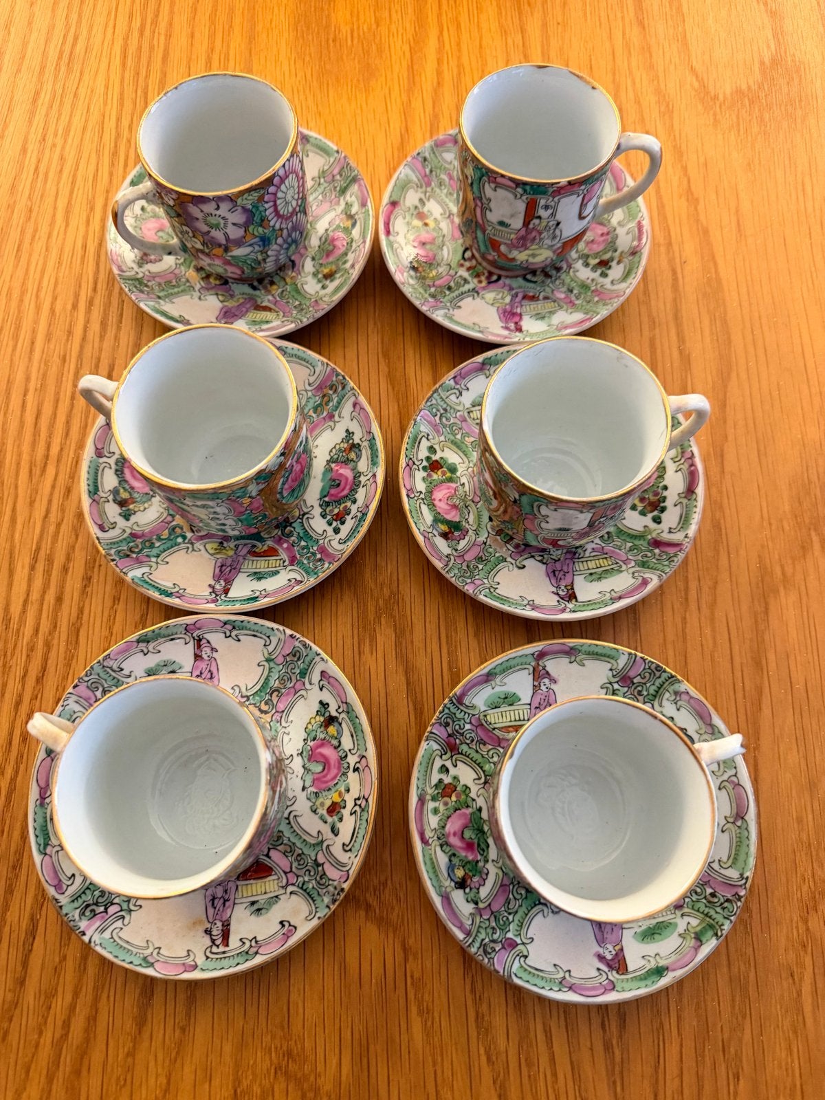 6x Chinees export porselein kop en schotel, Famille Rose, Ophalen of Verzenden