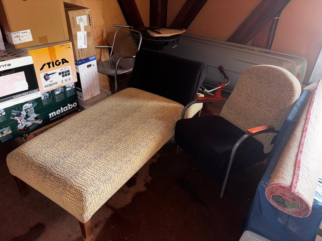 Sofa met stoel in dezelfde stof, Huis en Inrichting, Stoelen, Ophalen, Gebruikt, Overige kleuren, Eén