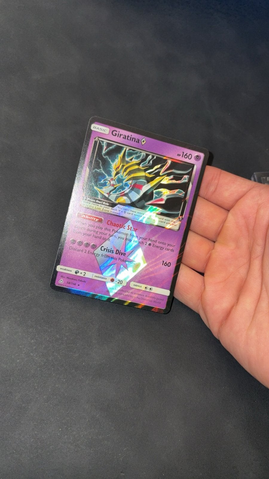 Giratina prismstar 58/156 pokemon kaart holo 2018 oud, Ophalen of Verzenden, Zo goed als nieuw