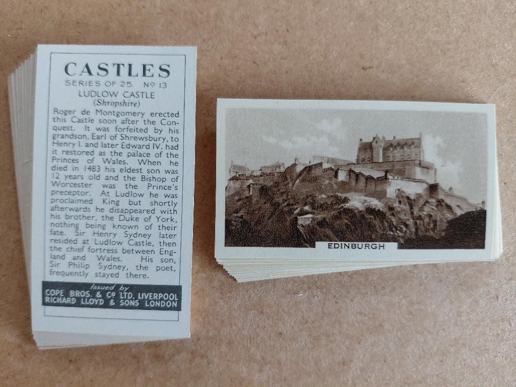 Castles complete set 25 cigarette cards Cope Bros. 1939, Ophalen, Gebruikt