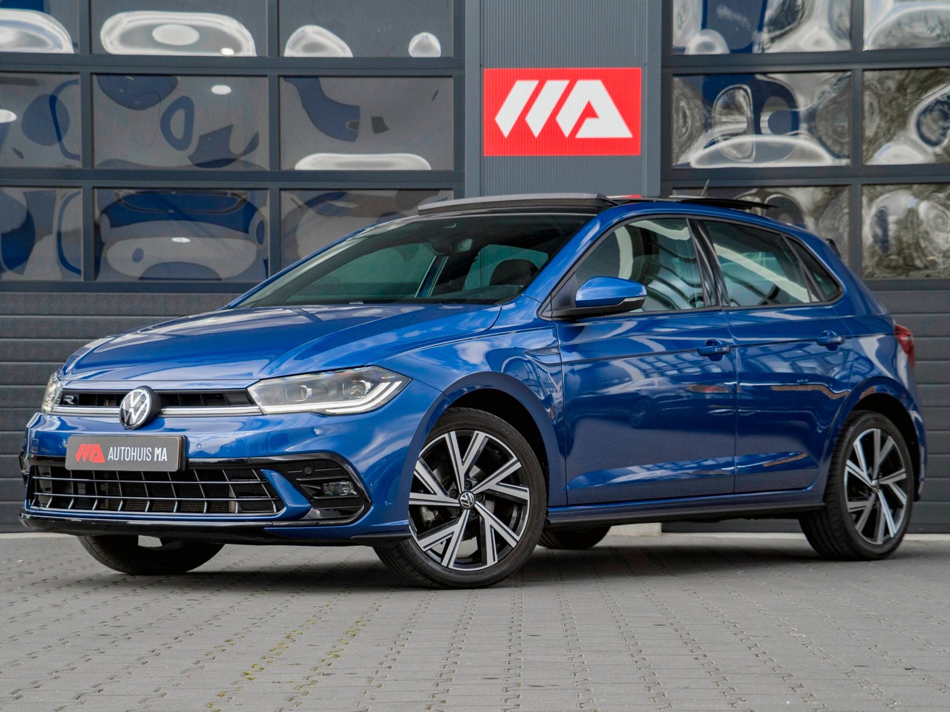 Volkswagen Polo 1.0 TSI 3x R-Line Business Pano|Navi|Carplay, Auto's, Stof, Gebruikt, Met garantie (alle), Blauw