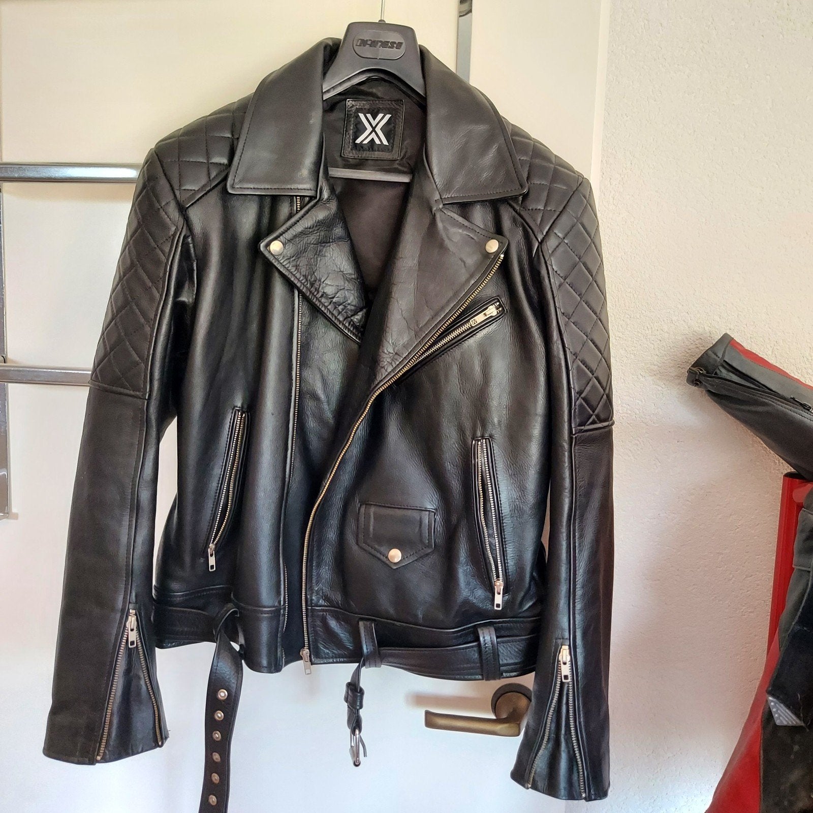 Leren Jack, Ophalen, Zo goed als nieuw, Maat 56/58 (XL), Zwart