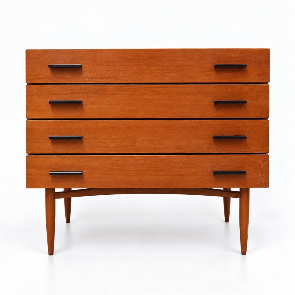 Vintage design ladekast jaren '60 '70 teak retro, Huis en Inrichting, Verzenden, 50 tot 100 cm, Zo goed als nieuw, 3 of 4 laden