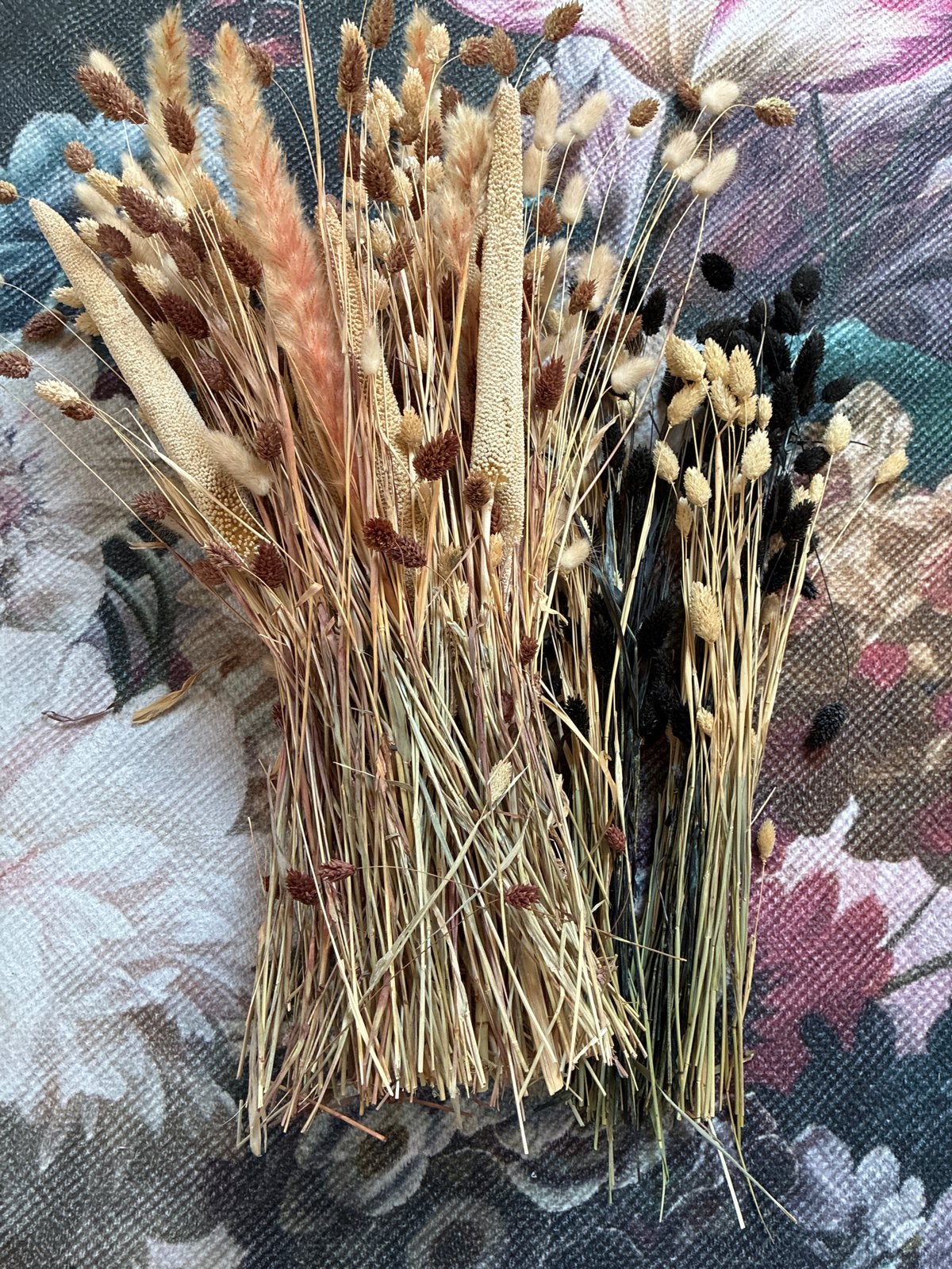 Droogbloemen boeket in bruin, zwart en beige tinten, Ophalen, Gebruikt