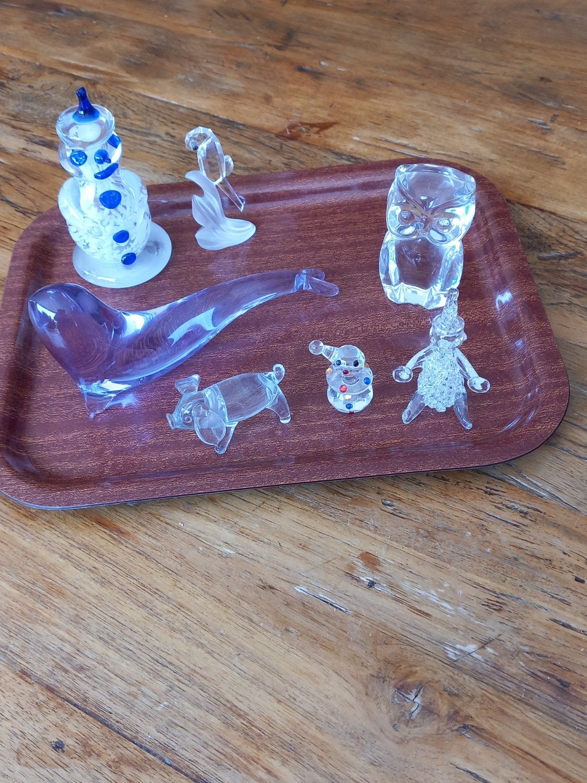 figuren van glas, clowns, uil, varkentje , dolfijn enz., Antiek en Kunst, Verzenden