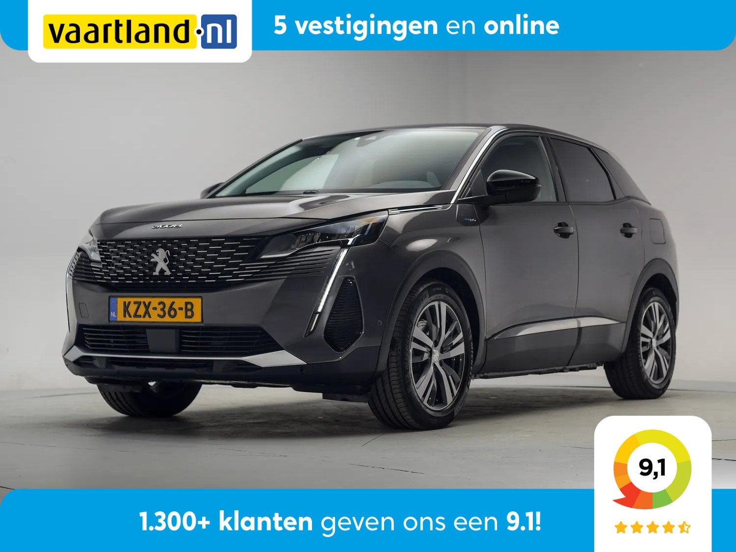 Peugeot 3008 1.6 HYbrid 225 Allure Pack Aut. [ Navi Camera H, Auto's, Automaat, Verwarmde buitenspiegels, Leder, Bedrijf
