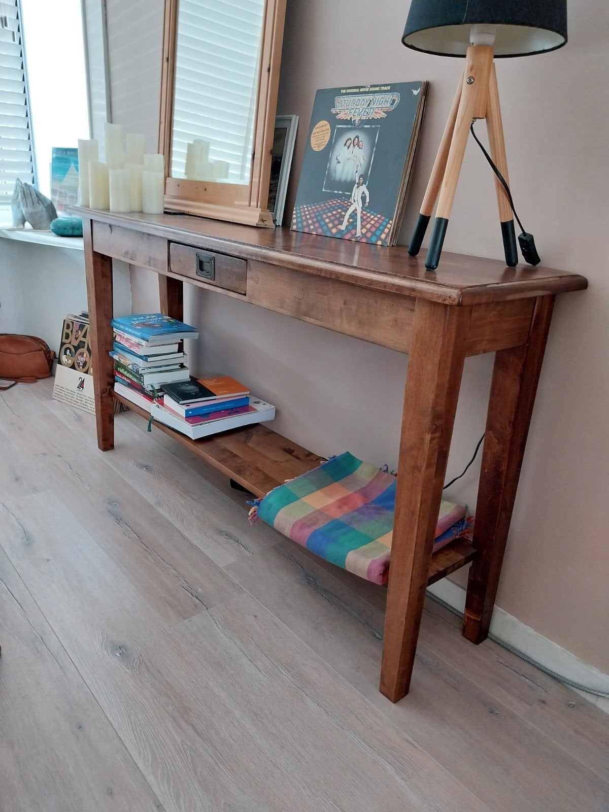 mooie eiken sidetable, Huis en Inrichting, Tafels | Sidetables, Ophalen, 100 tot 150 cm, Zo goed als nieuw, 25 tot 50 cm