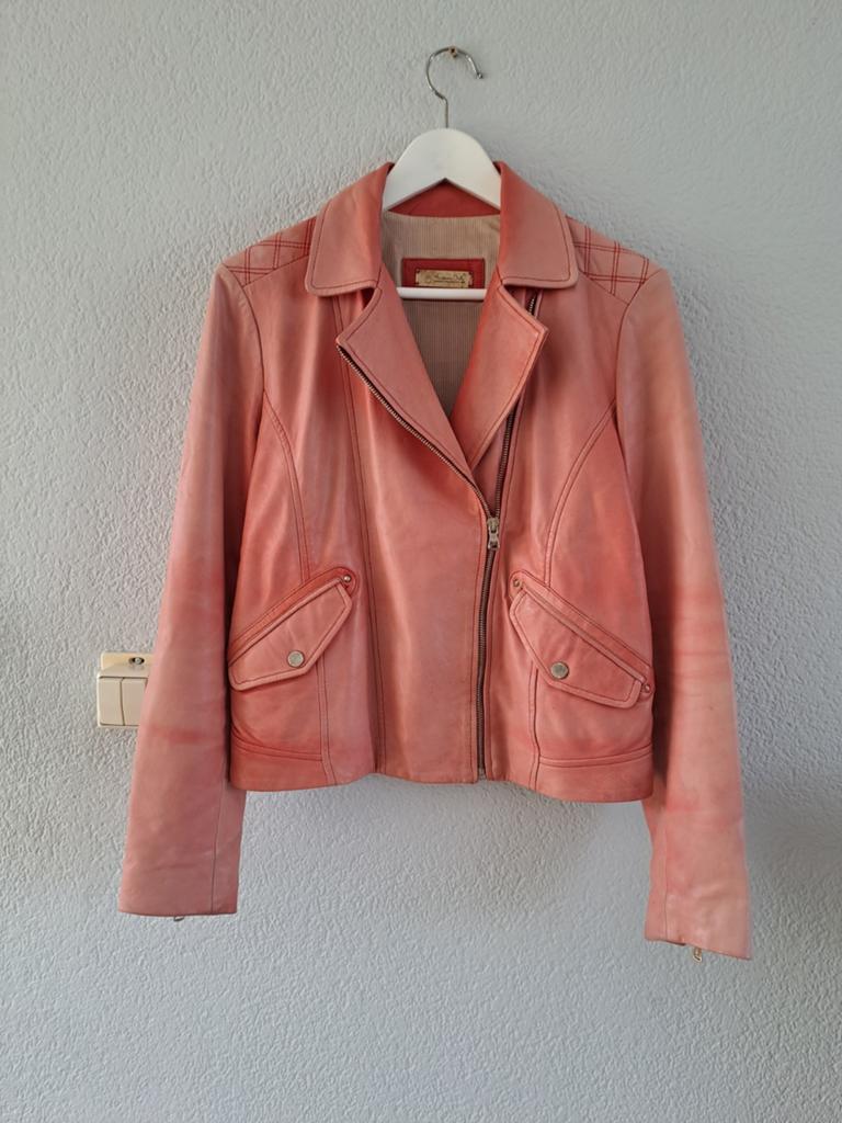 Massimo Dutti leren jasje - verkleurd door de zon, Maat 38/40 (M), Massimo Dutti, Ophalen of Verzenden, Roze