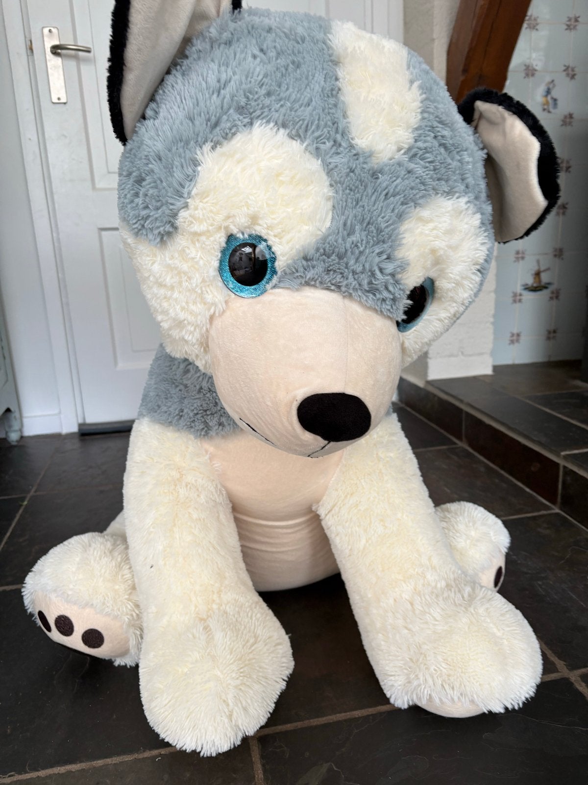 Grote Husky Knuffel - Bijna 1 Meter Hoog - Zeer Goede Staat, Ophalen, Grijs, Hond, Zo goed als nieuw