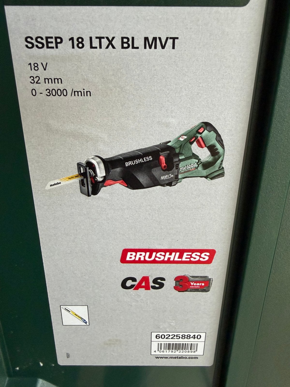 Metabo SSEP 18 LTX BL MVT Reciprozaag - Nieuw + 2 accu's, Ophalen, Nieuw, Minder dan 600 watt, 30 tot 70 mm