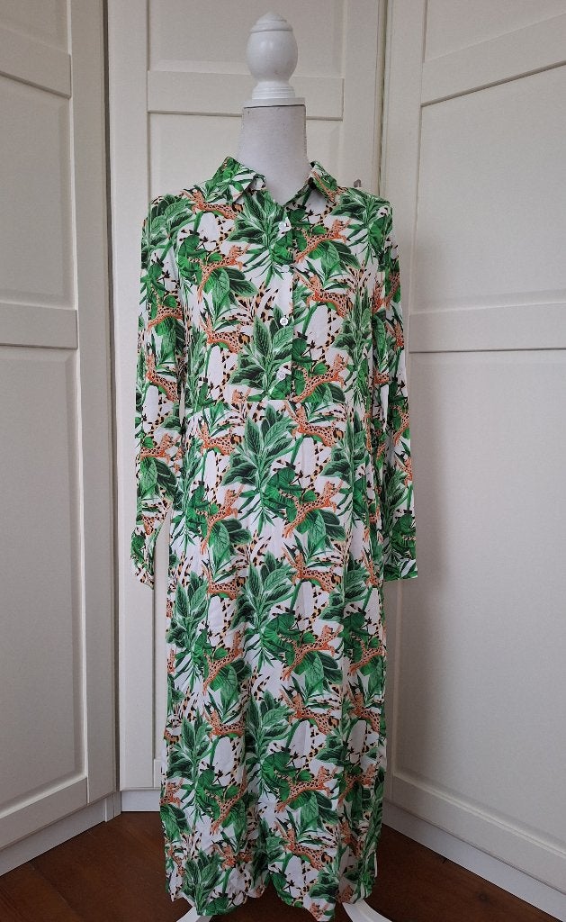 Smashed Lemon nieuwe jungle print rayon midi jurk S 36 (= M), Kleding | Dames, Wit, Nieuw, Ophalen of Verzenden, Smashed Lemon