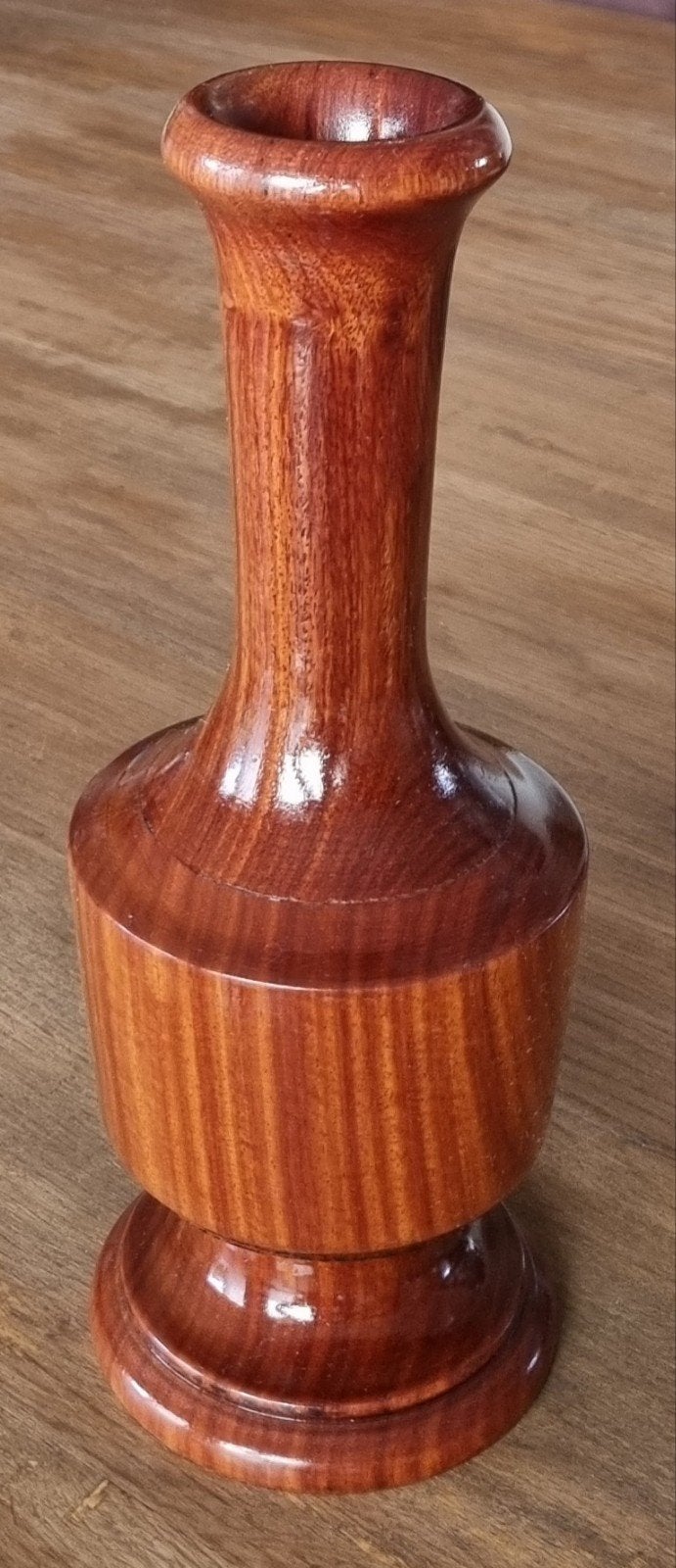 Vintage gedraaide houten vaas Mid-Century Modern, Ophalen
