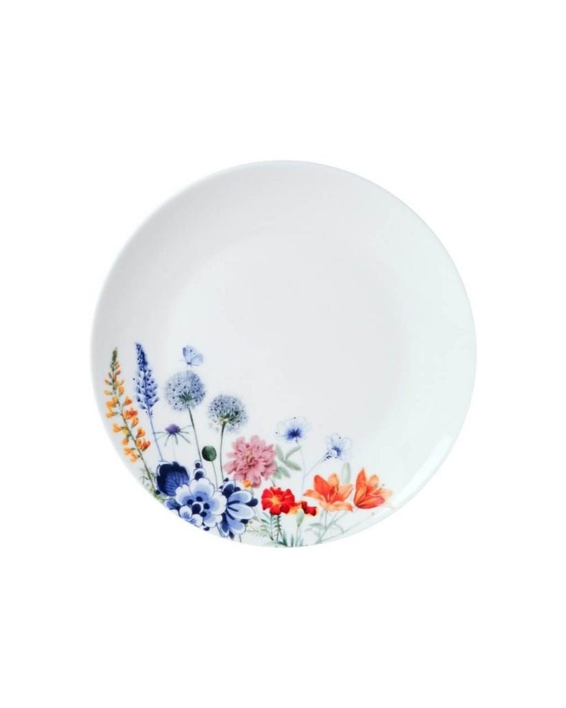 Heinen Delfts Blauw Wildbloemen ontbijtbord 20 cm, Overige merken, Ophalen of Verzenden, Delftsblauw, Bord(en)