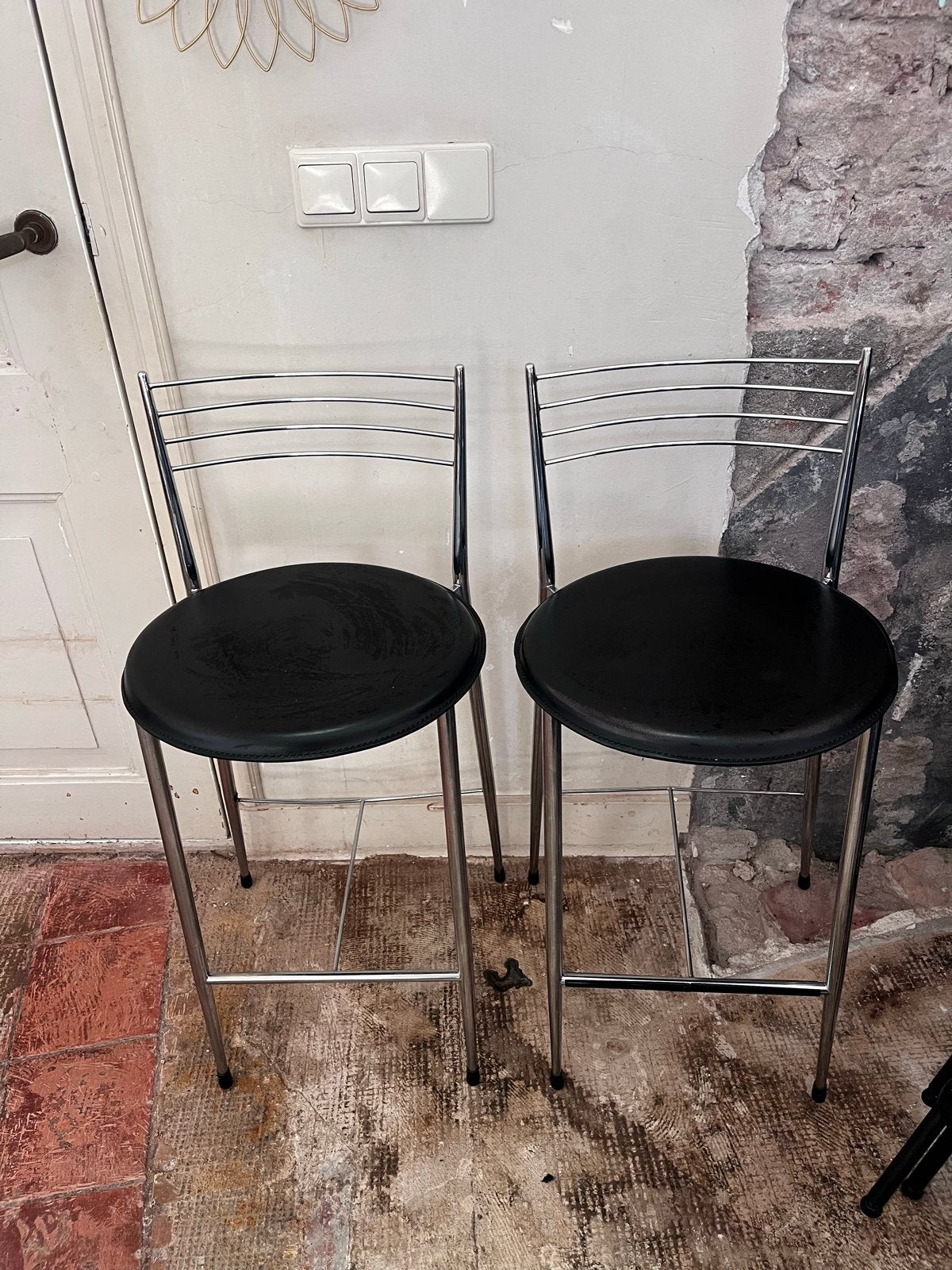 Diverse barkrukken, Huis en Inrichting, Stoelen, Gebruikt, Twee, Zwart, Leer