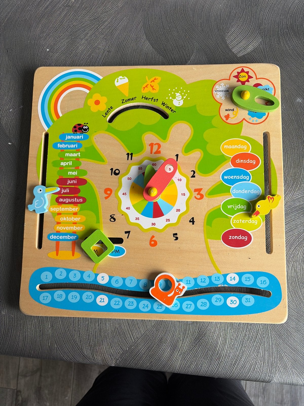 Houten Educatief Bord: Klok, Kalender, Seizoenen & Meer, Kinderen en Baby's, Ophalen, Zo goed als nieuw, Overige typen