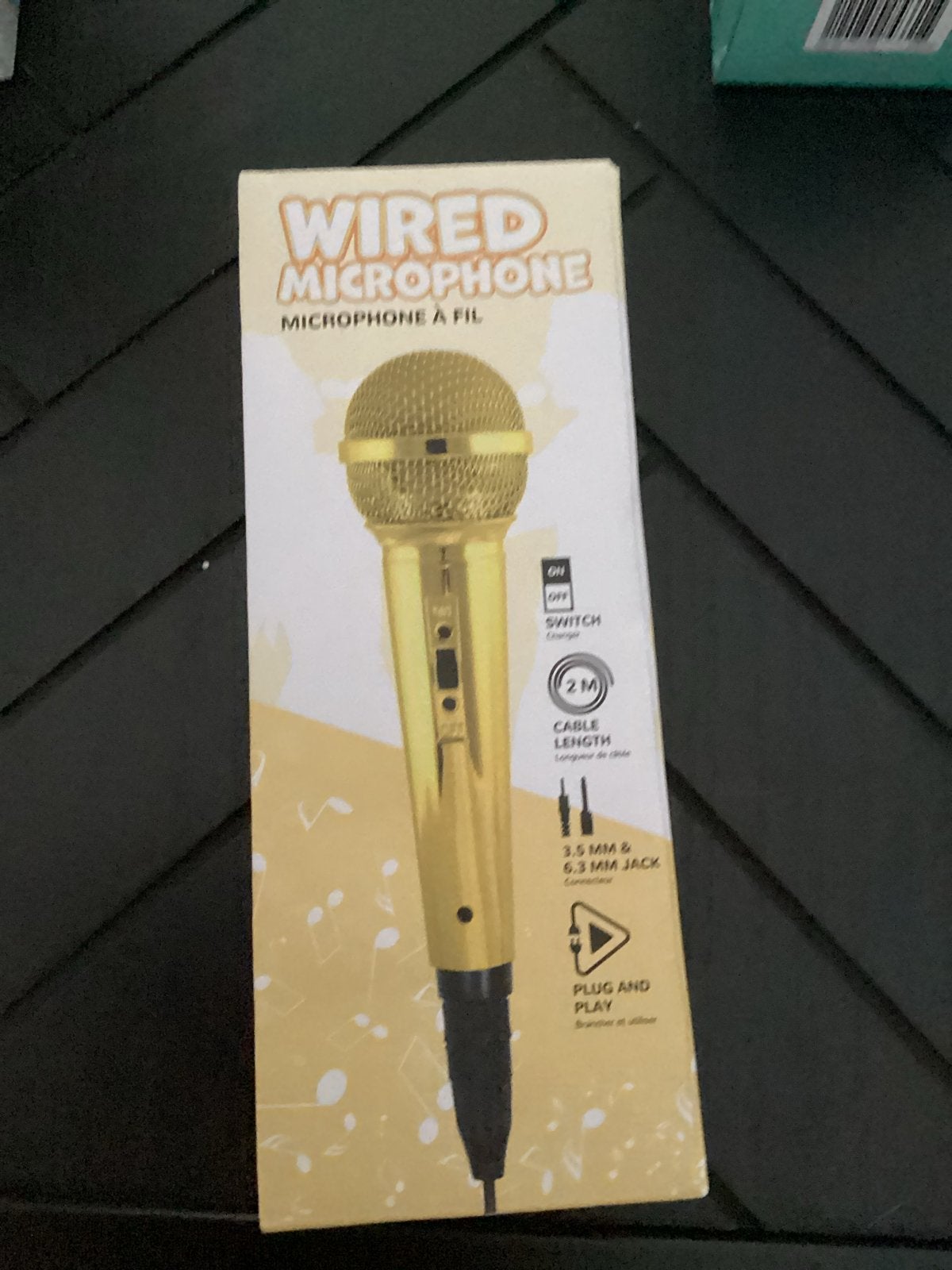 Gouden bedrade microfoon met 2m kabel, ., Nieuw, Ophalen of Verzenden, .