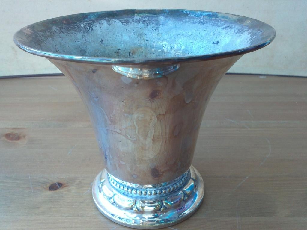 Oud vintage vaasje van Gero silverplate 12,5 cm., Antiek en Kunst, Ophalen of Verzenden