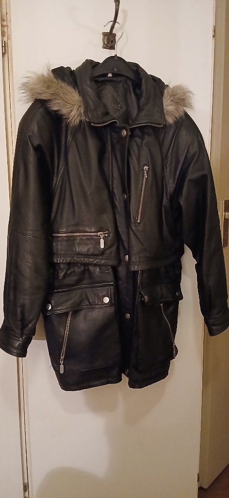 LEREN DAMESJAS XL, Kleding | Dames, Ophalen of Verzenden, Zo goed als nieuw, Maat 42/44 (L), Zwart