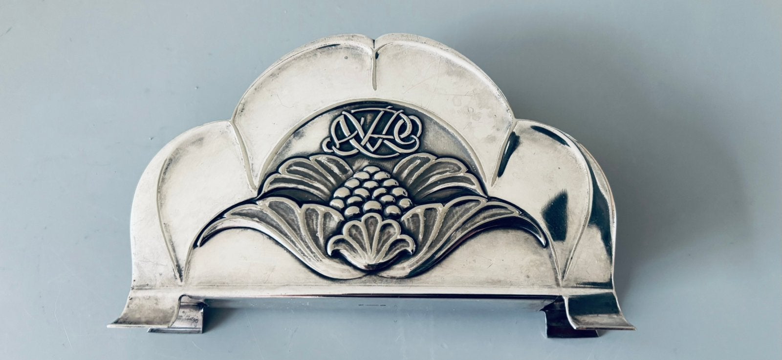 Art Deco verzilverde servetten houder (G Nilson), Ophalen of Verzenden