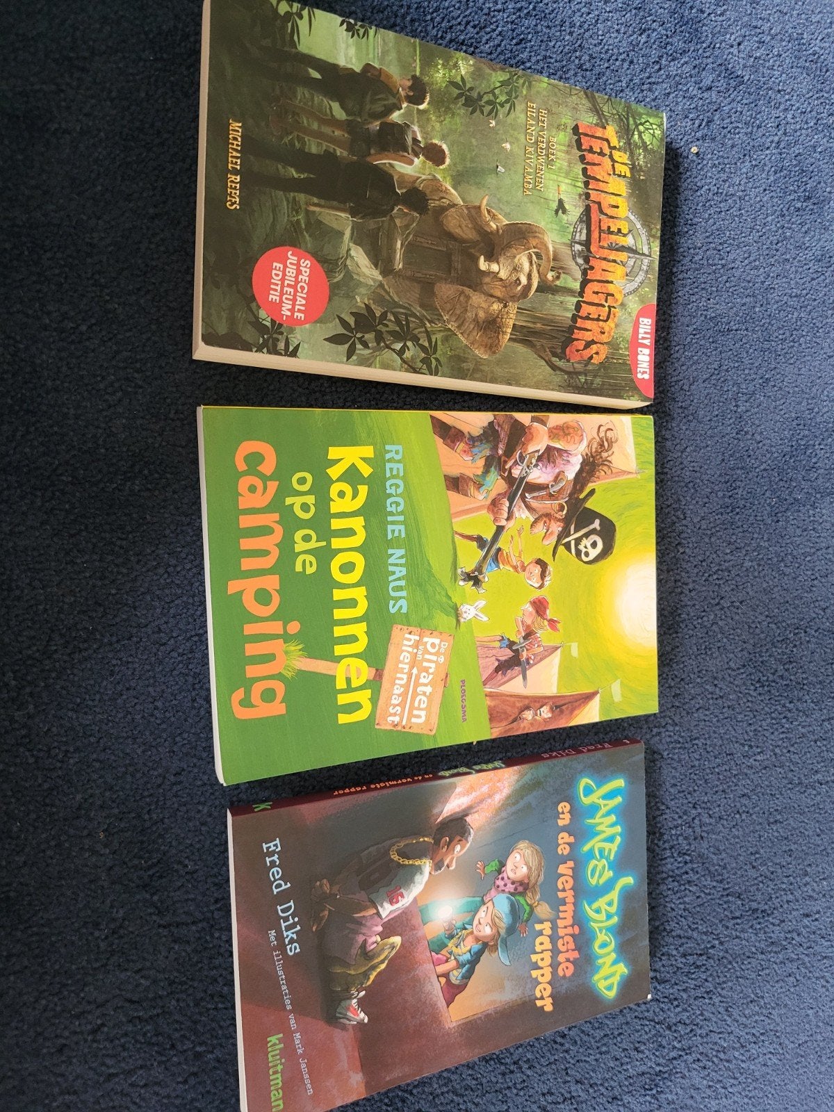 3 Kinderboeken: De Tempeljagers, Kanonnen op de Camping, Jam, Ophalen of Verzenden, Gelezen, Michael Reefs, Reggie Naus, Fred Diks