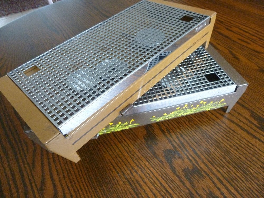 Set van 2 vintage rechauds - bruin met geel bloemmotief, Ophalen of Verzenden, Metaal, Bruin, Brabantia