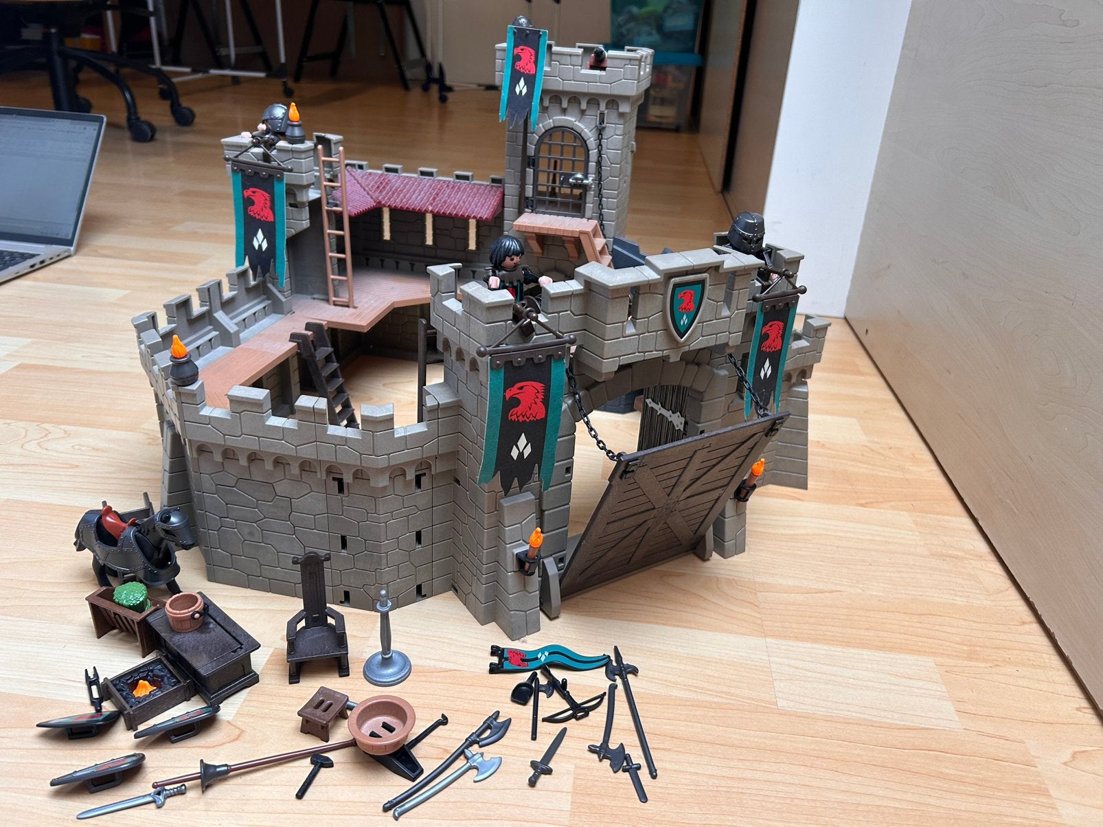 Kasteel Valkenridders, draak, ballista, 4866, 4867, 4838, Kinderen en Baby's, Speelgoed | Playmobil, Ophalen, Gebruikt, Complete set