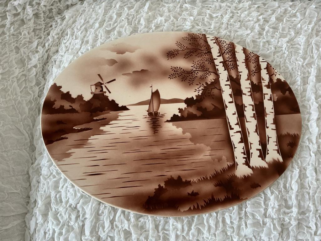 Art deco tegel plaat met Hollands landschap, Antiek en Kunst, Ophalen of Verzenden