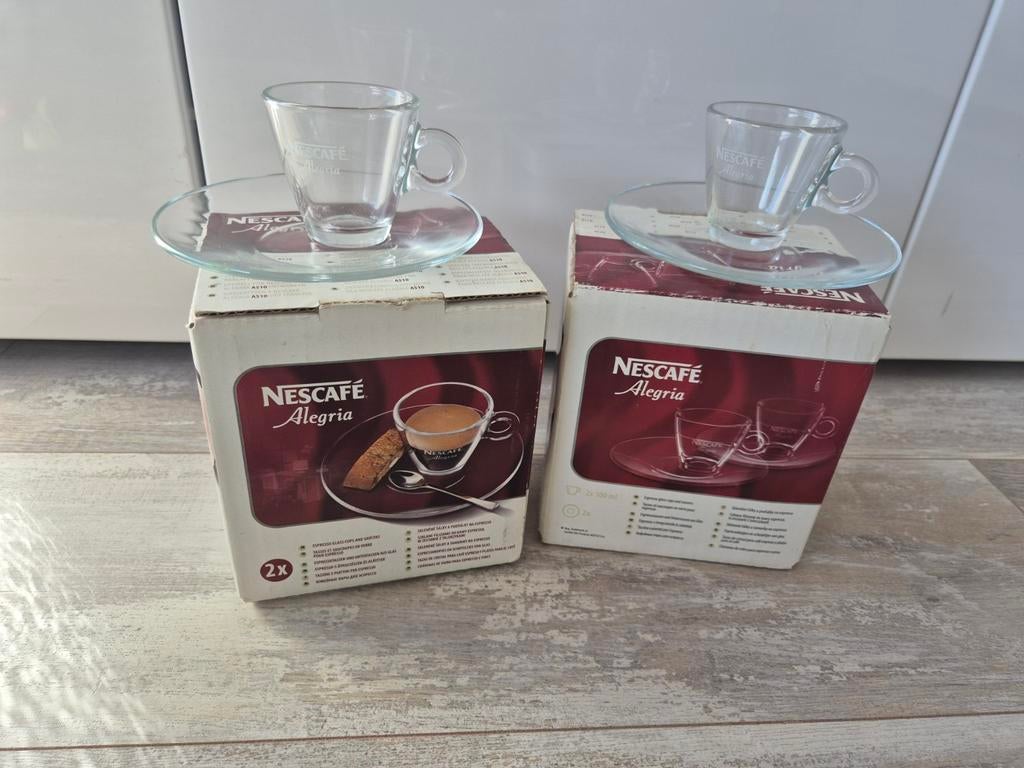 Nescafé Alegria espresso kopjes met schotels (2 sets), Ophalen of Verzenden