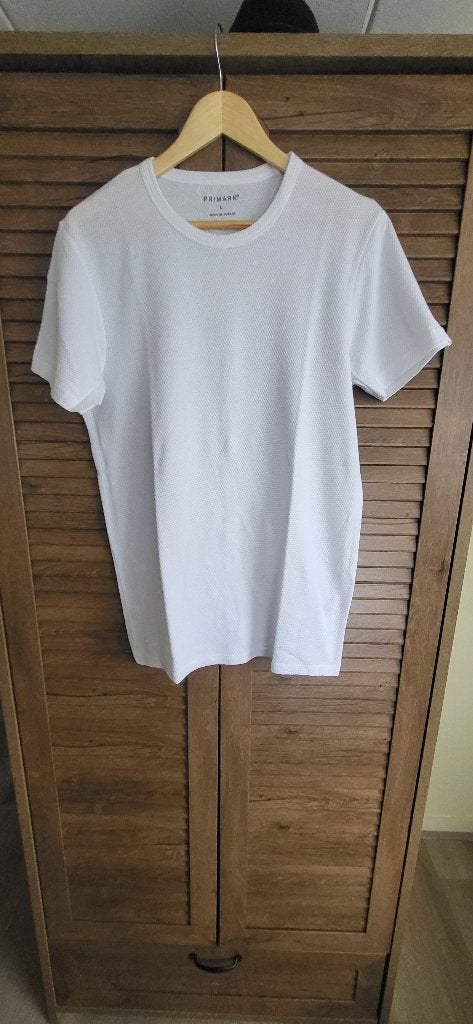 Heren t-shirt, Kleding | Heren, T-shirts, Maat 52/54 (L), Wit, Ophalen of Verzenden, Gedragen