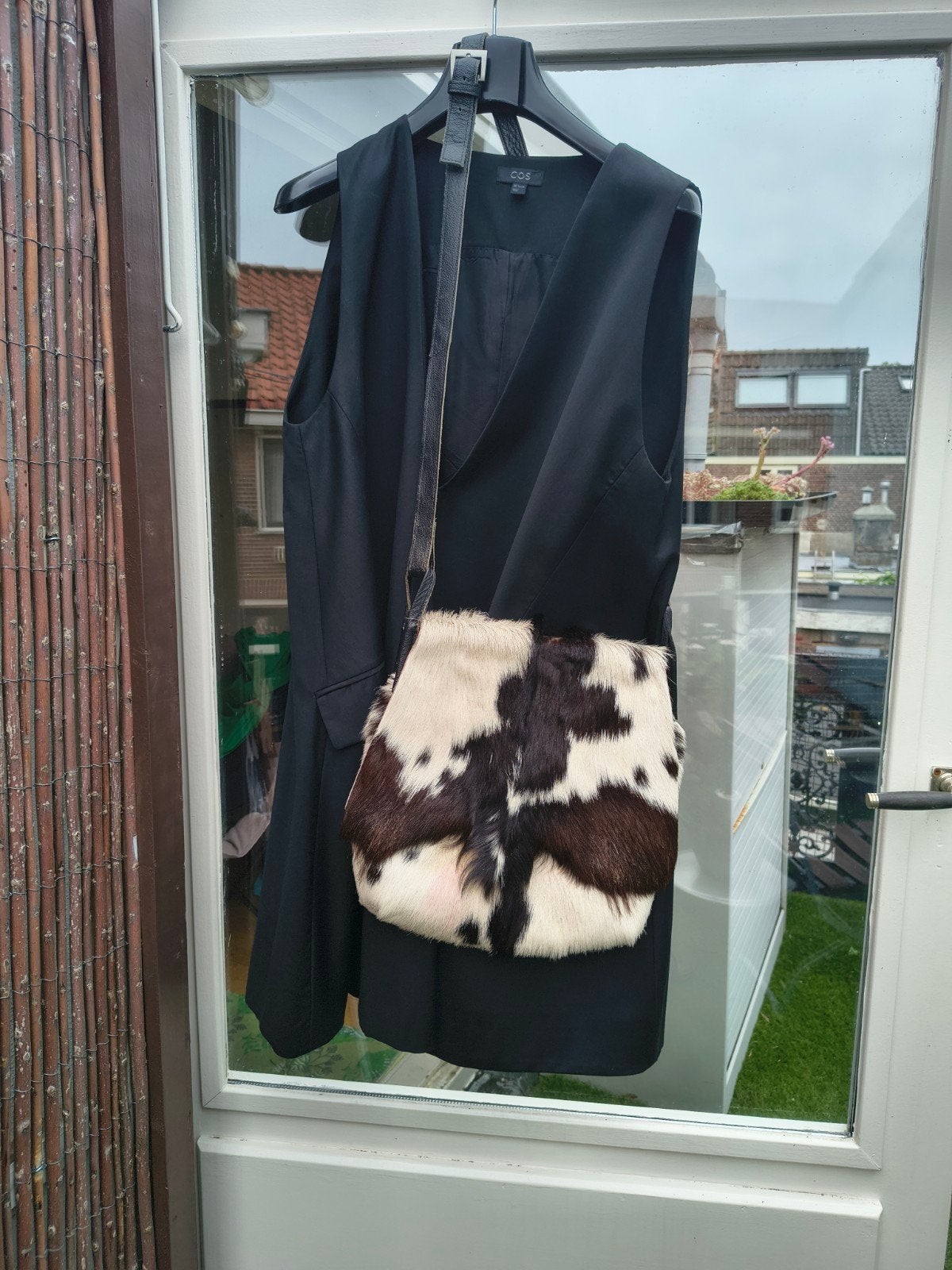 Unieke Koeienhuid Schoudertas - Stijlvol en Praktisch, Overige merken, Gebruikt, Zwart, Ophalen of Verzenden