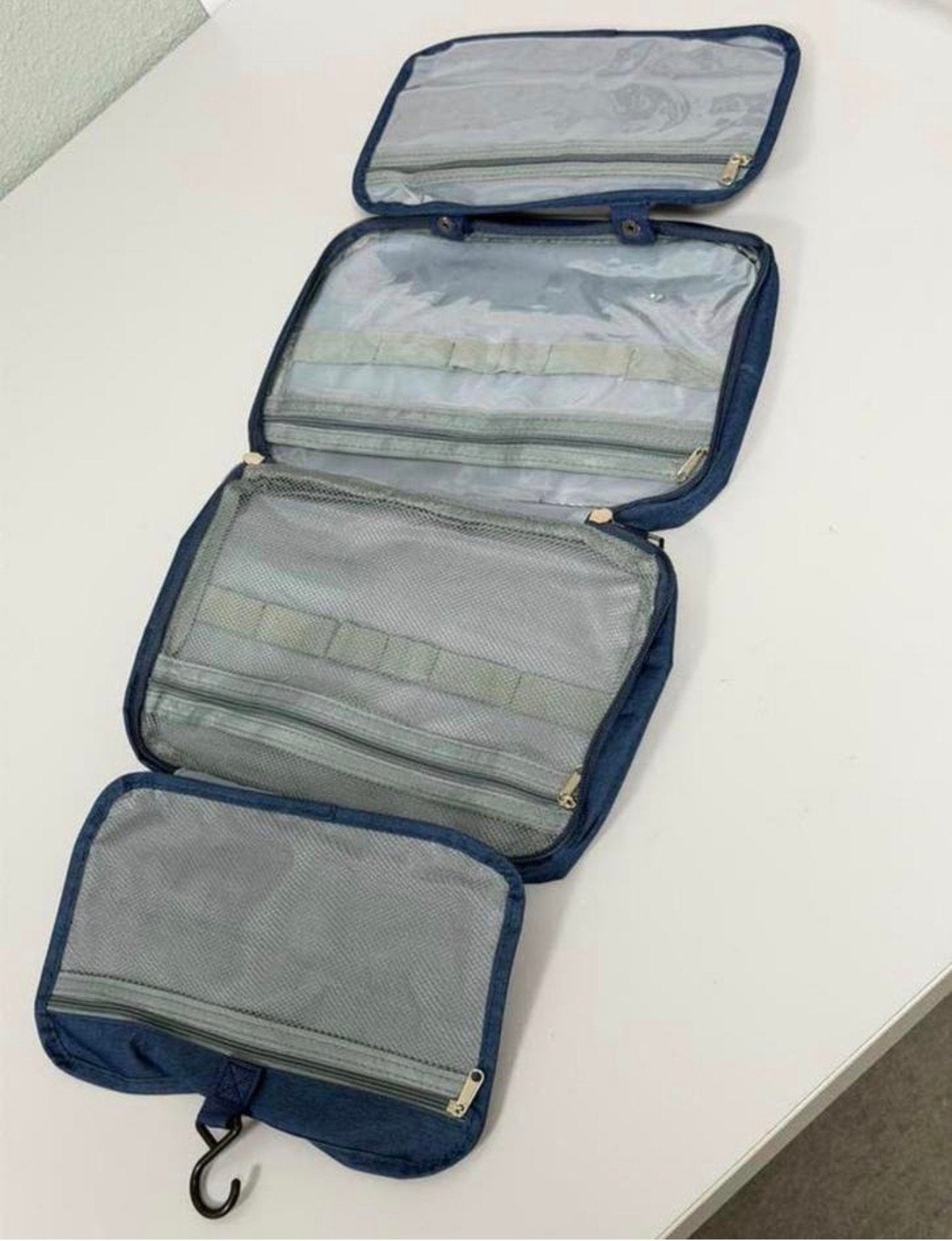 Compacte Opvouwbare Toilettas reistas + Ophanghaak 30x20cm, Blauw, Nieuw, Ophalen of Verzenden, H