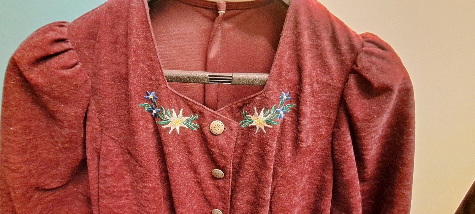 Vintage Dirndl Jurk - Rood/Zwart met Borduurwerk, Maat 38/40 (M), Meerkleurig, Ophalen of Verzenden, Onbekend