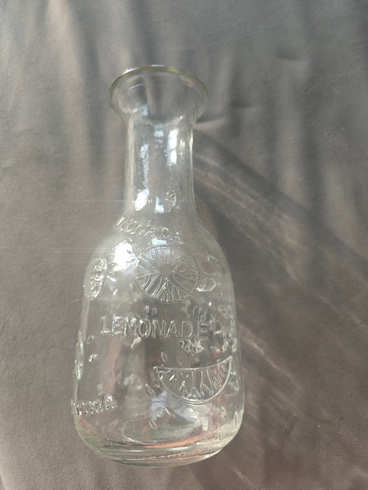 Vintage Lemonade Karaf - Glazen Fles met Reliëf, Ophalen of Verzenden