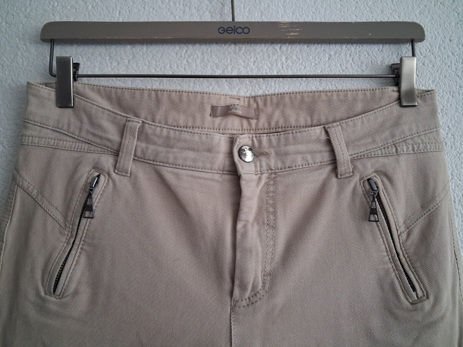MAC Jeans Amy Zip - Beige broek maat 42, MAC Jeans, Beige, Maat 42/44 (L), Ophalen of Verzenden