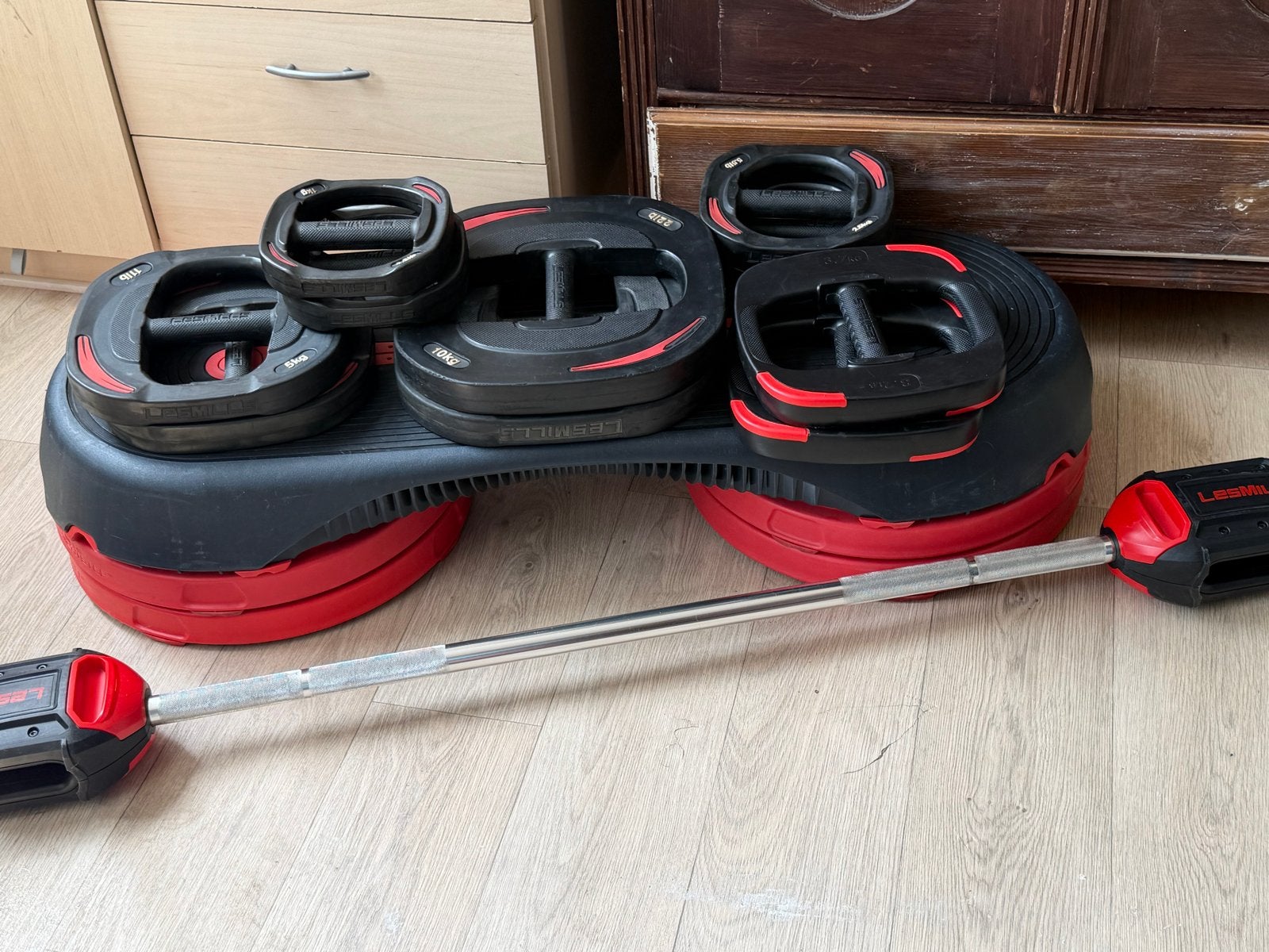 Complete Les Mills 2.0 Set BodyPump & Step + 7.5kg, Sport en Fitness, Fitnessmaterialen, Gebruikt, Halterset, Armen, Ophalen