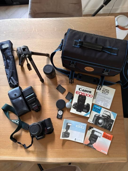 Canon EOS100 met toebehoren, Audio, Tv en Foto, Ophalen of Verzenden, Zo goed als nieuw, Spiegelreflex, Canon