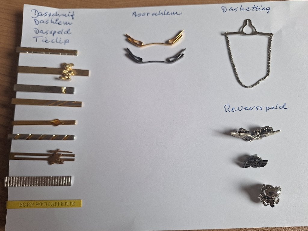 Dasspelden - boordklemmen - reversspelden - manchetknopen, Ophalen of Verzenden, Gebruikt